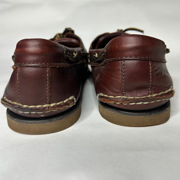 Timberland Leather Boat Shoes/size 11-Burgundy Brown Preppy Mens  Classic 2 eye‎ - Picture 7 of 9